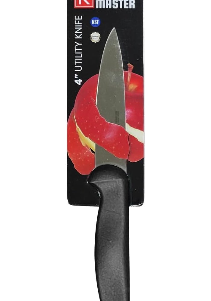 Kitchen Master 4 Inch Stainless Steel Utility Knife (Black) | Small Multipurpose Paring Tool - Image 3